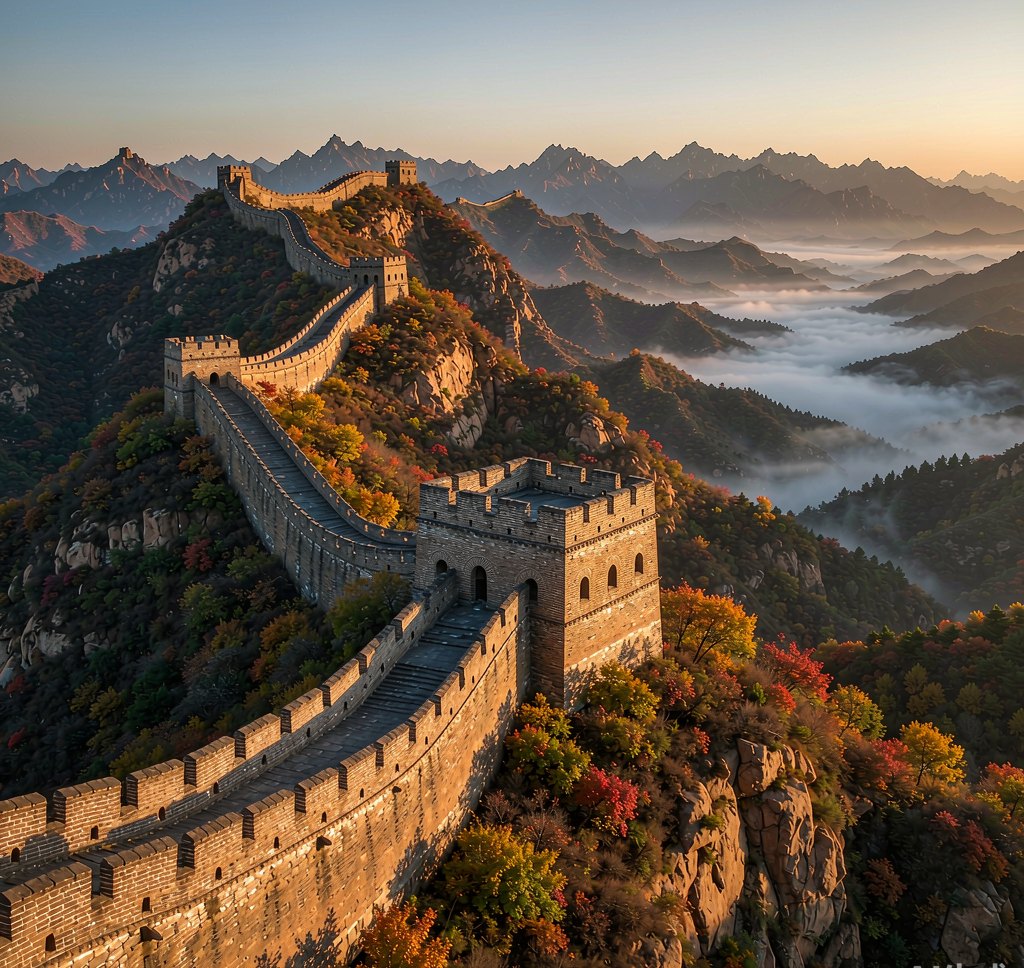 The Great Wall at sunrise near Beijing